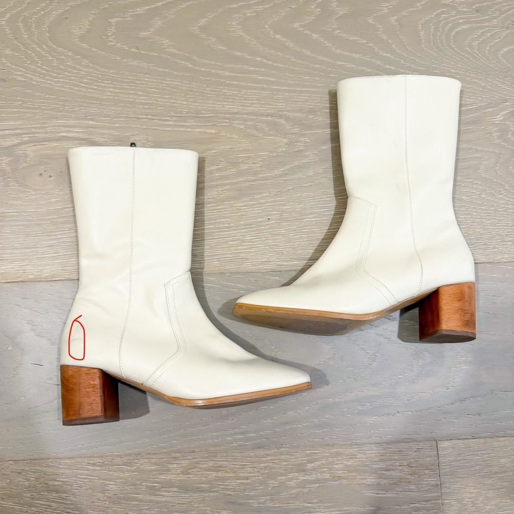 Bhava Square Toe Western Festival Boho Ivory Lauren Mid Rise Boot 7 or 37 - Picture 5 of 7